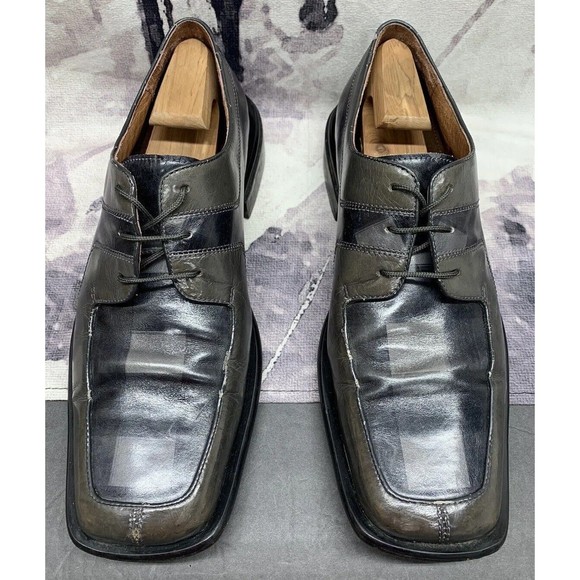 Marco Vicci Premium Derby Dress Shoes Mens 11 M TITAN Gray Black Check Pattern main image 6